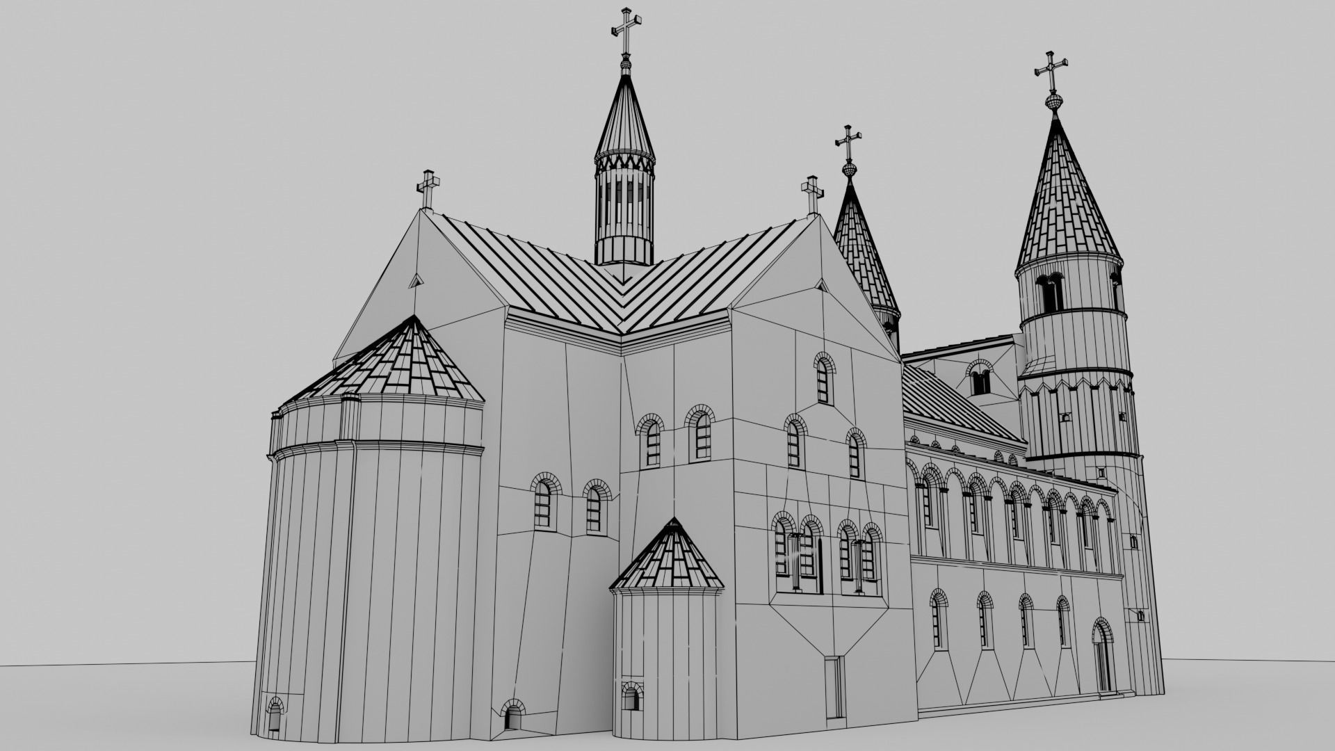German church of Saint Cyriakus Low-poly 3D model_11