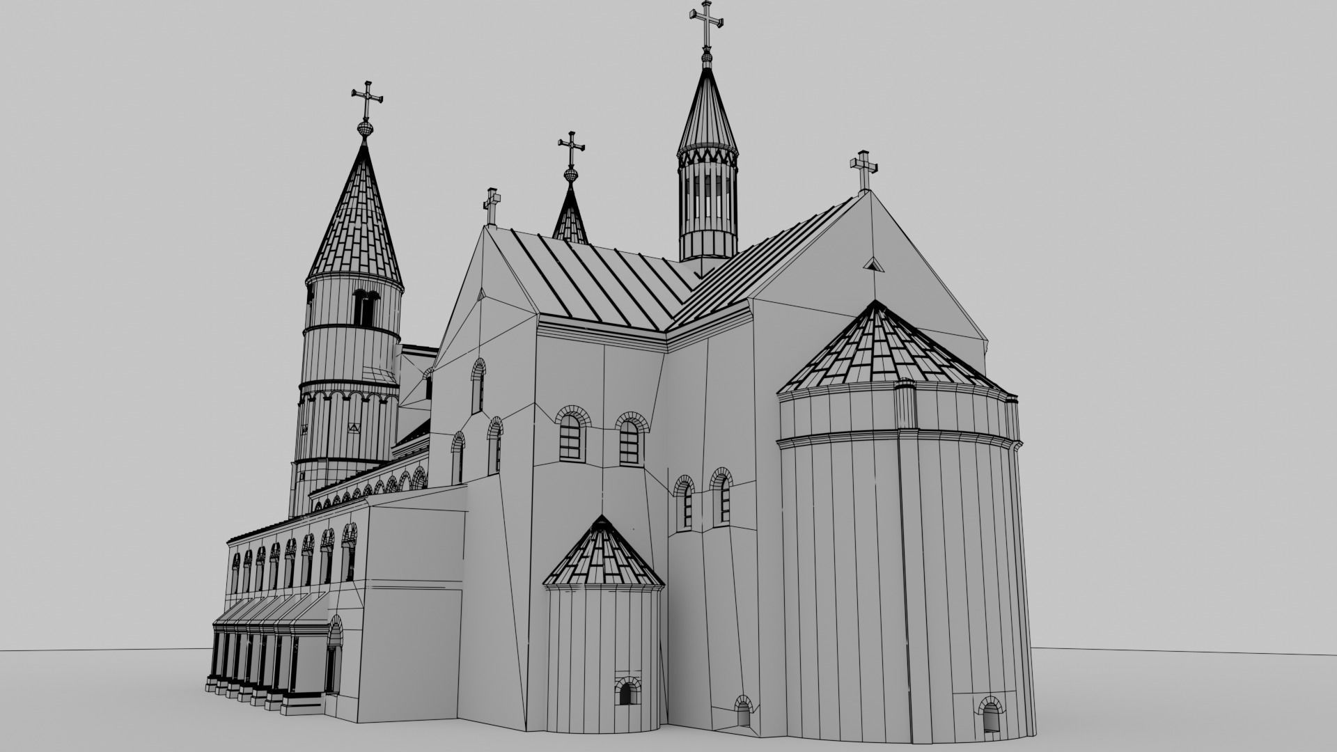 German church of Saint Cyriakus Low-poly 3D model_12