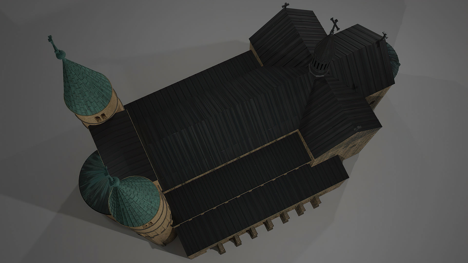 German church of Saint Cyriakus Low-poly 3D model_7