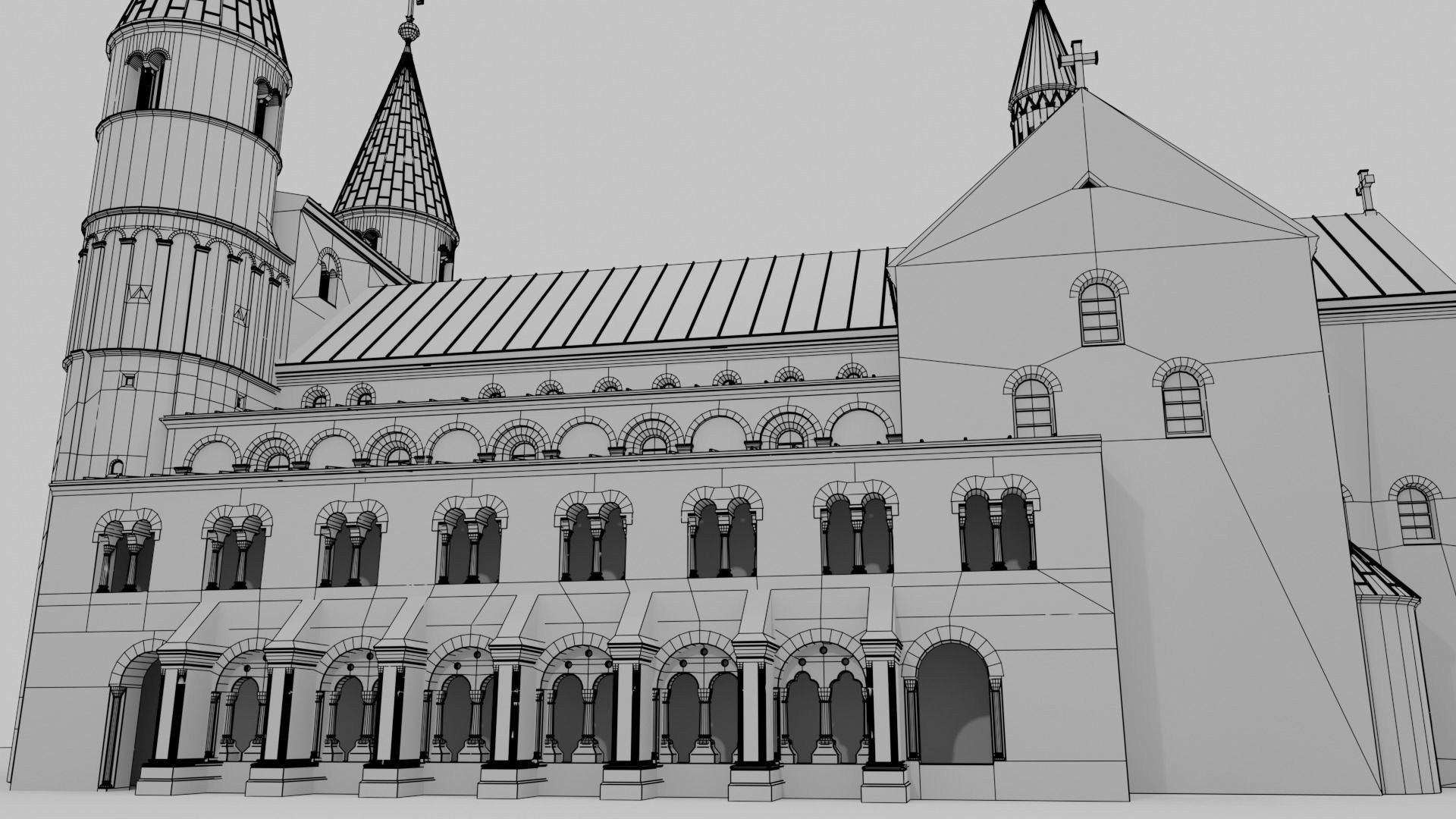German church of Saint Cyriakus Low-poly 3D model_13