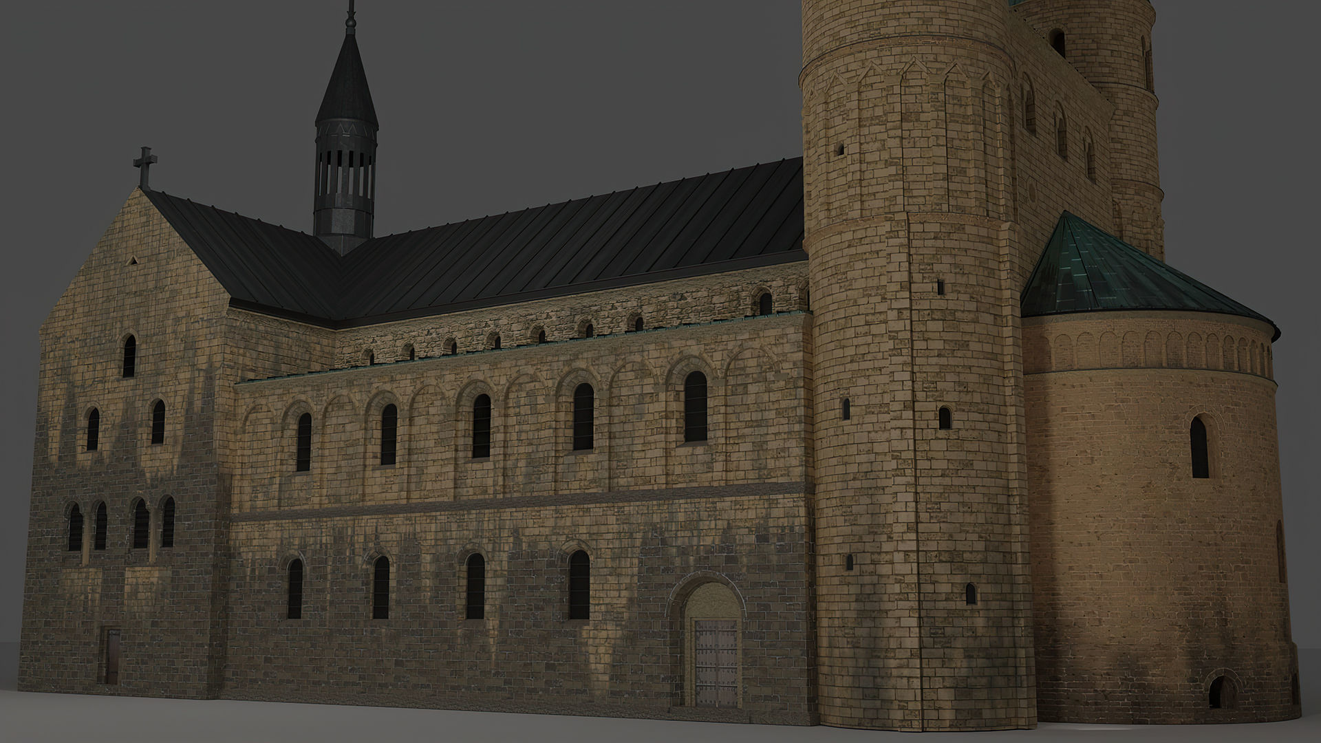 German church of Saint Cyriakus Low-poly 3D model_1