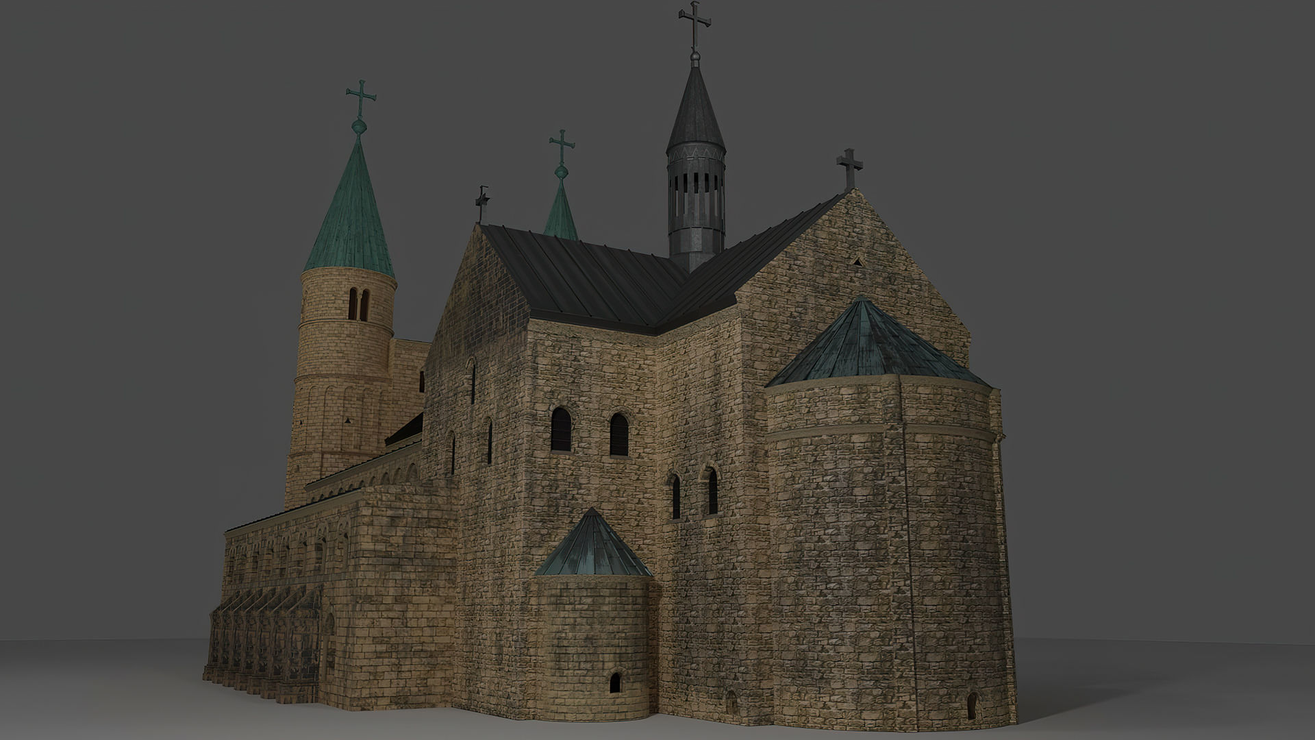 German church of Saint Cyriakus Low-poly 3D model_4