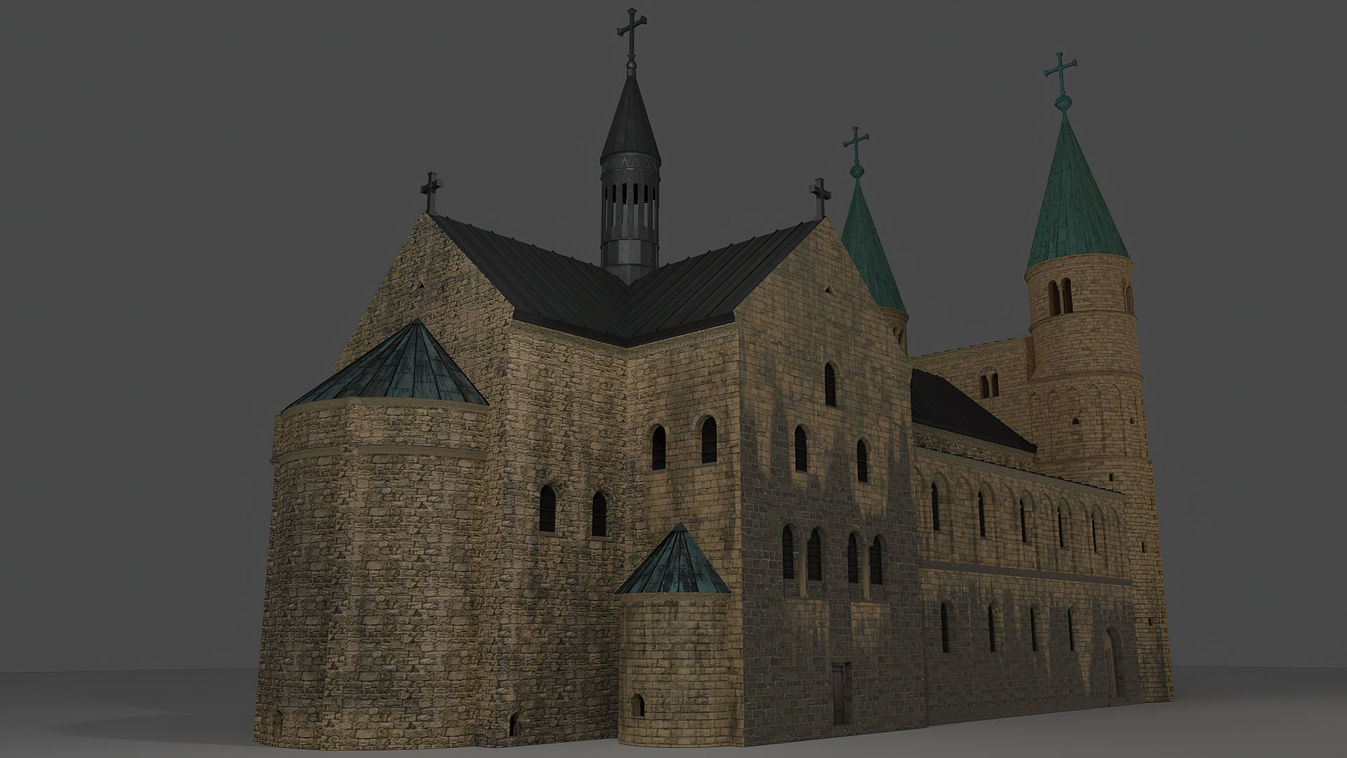 German church of Saint Cyriakus Low-poly 3D model_3