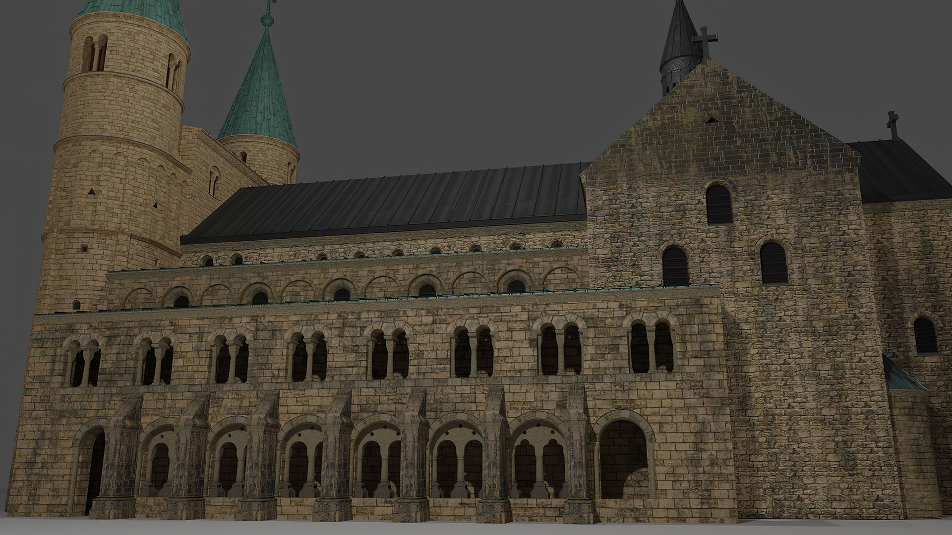 German church of Saint Cyriakus Low-poly 3D model_5