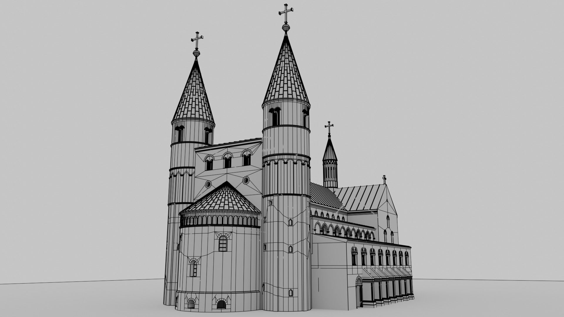 German church of Saint Cyriakus Low-poly 3D model_8