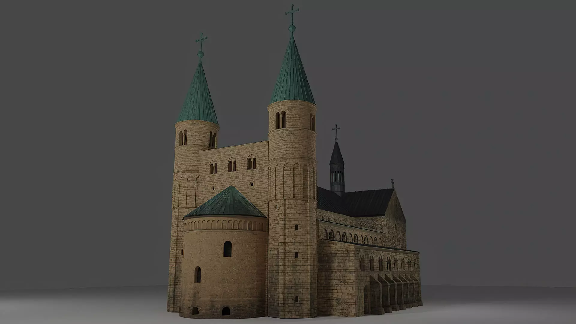 German church of Saint Cyriakus Low-poly 3D model_0