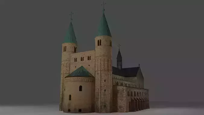 German church of Saint Cyriakus Low-poly 3D model