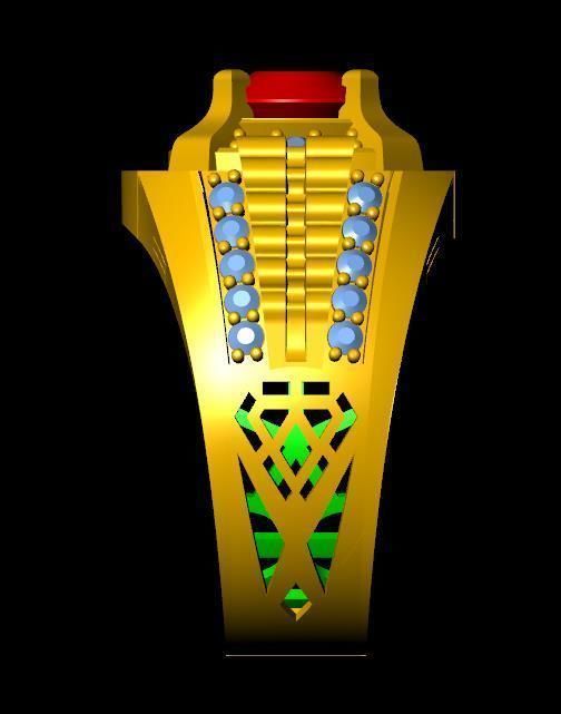 menRing gold ring with stone 3D print model_2