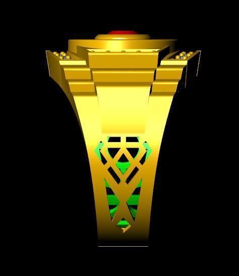 menRing gold ring with stone 3D print model_2
