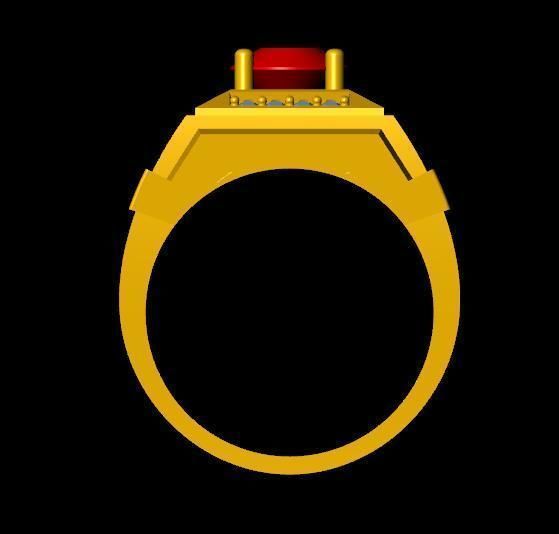 menRing gold ring with stone 3D print model_3