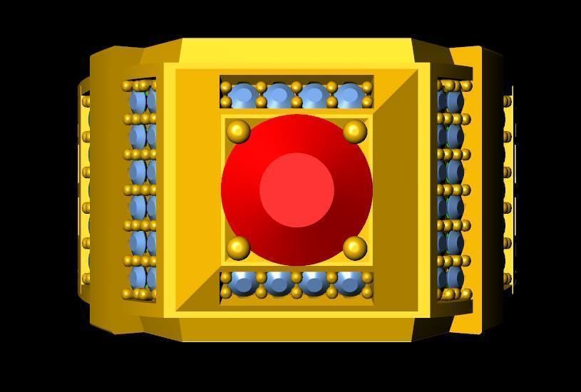 menRing gold ring with stone 3D print model_1