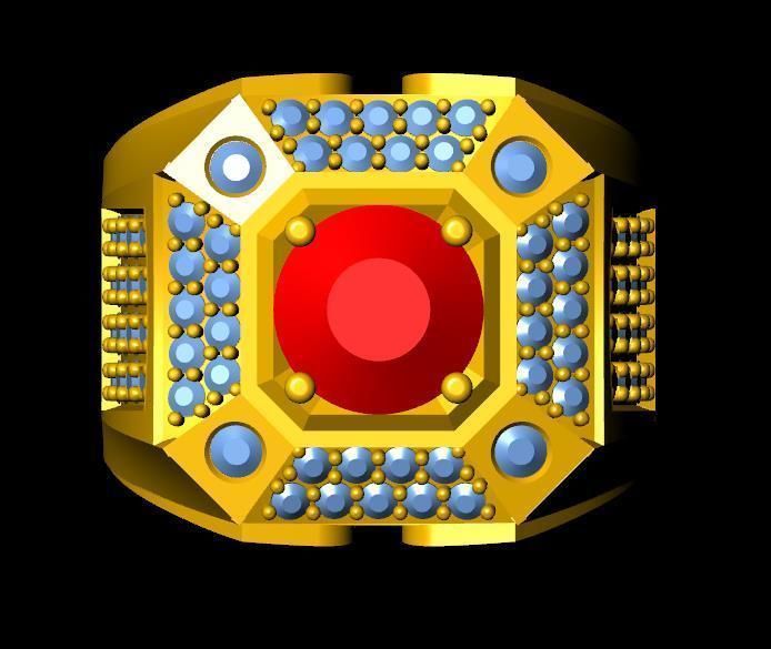 menRing gold ring with stone 3D print model_1