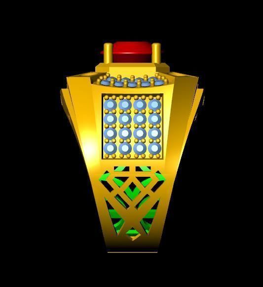 menRing gold ring with stone 3D print model_2