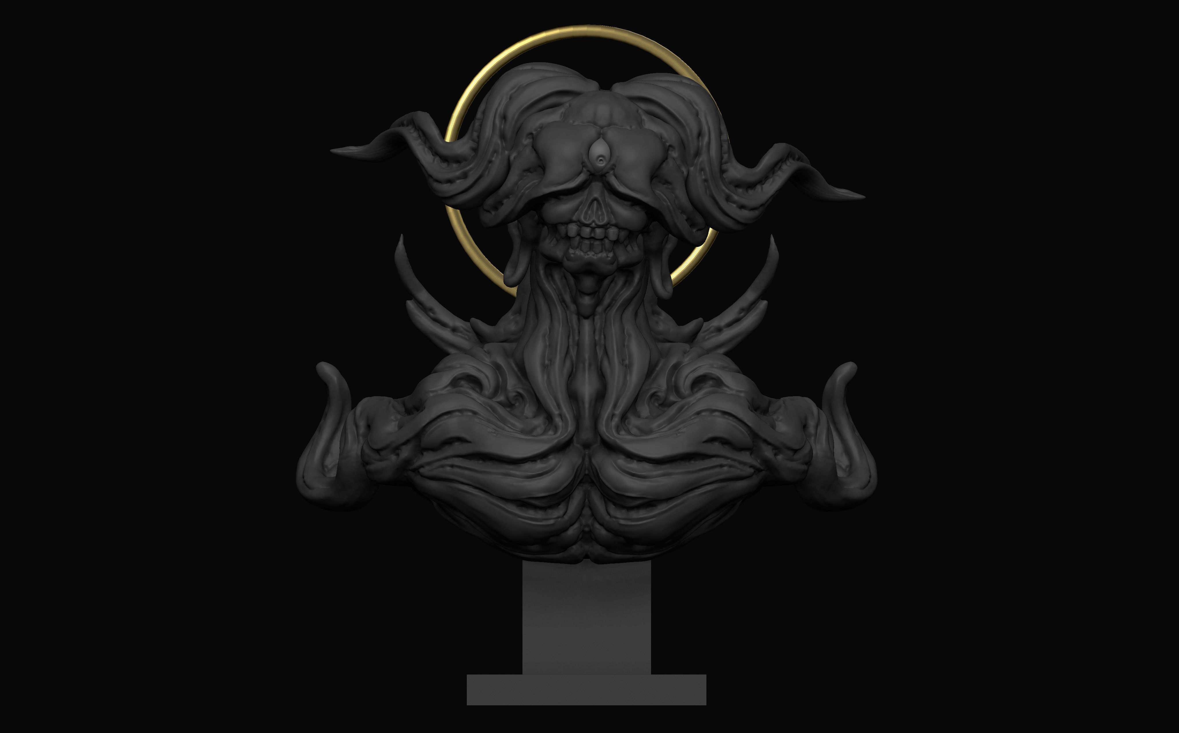 creature bust 001 3D print model_2