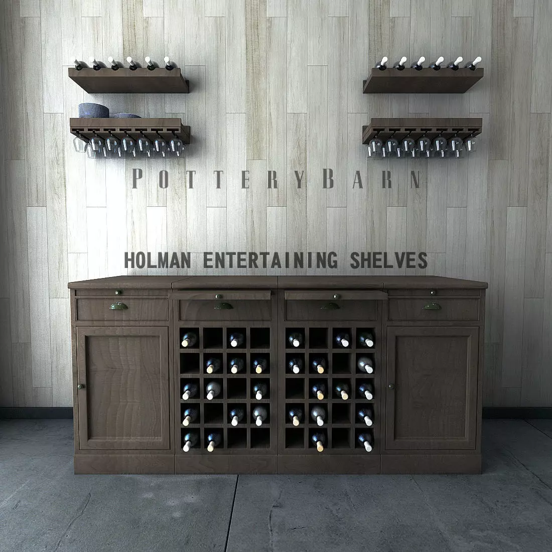 Potterybarn HOLMAN ENTERTAINING SHELVES 3D model