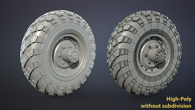 Truck Wheel 02 GAZ-66 Low-poly 3D model 4