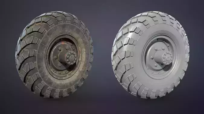 Truck Wheel 02 GAZ-66 Low-poly 3D model