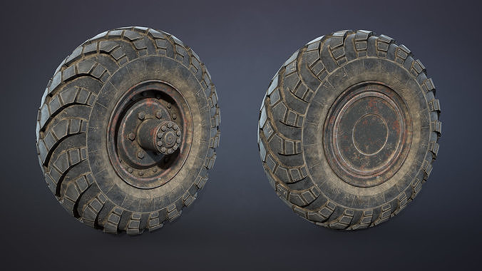 Truck Wheel 02 GAZ-66 Low-poly 3D model 2