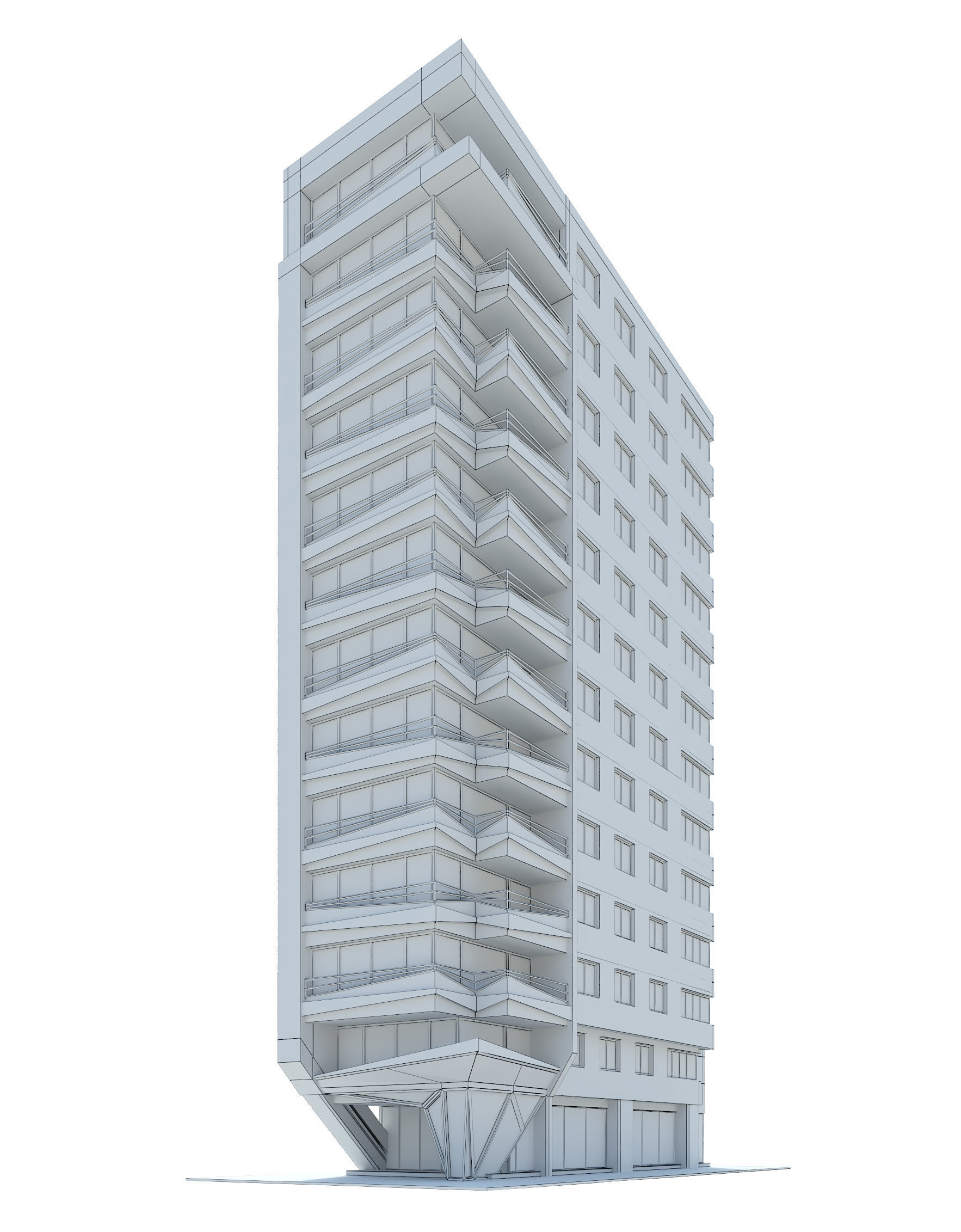 Modern Residential Building 06 3D model_5