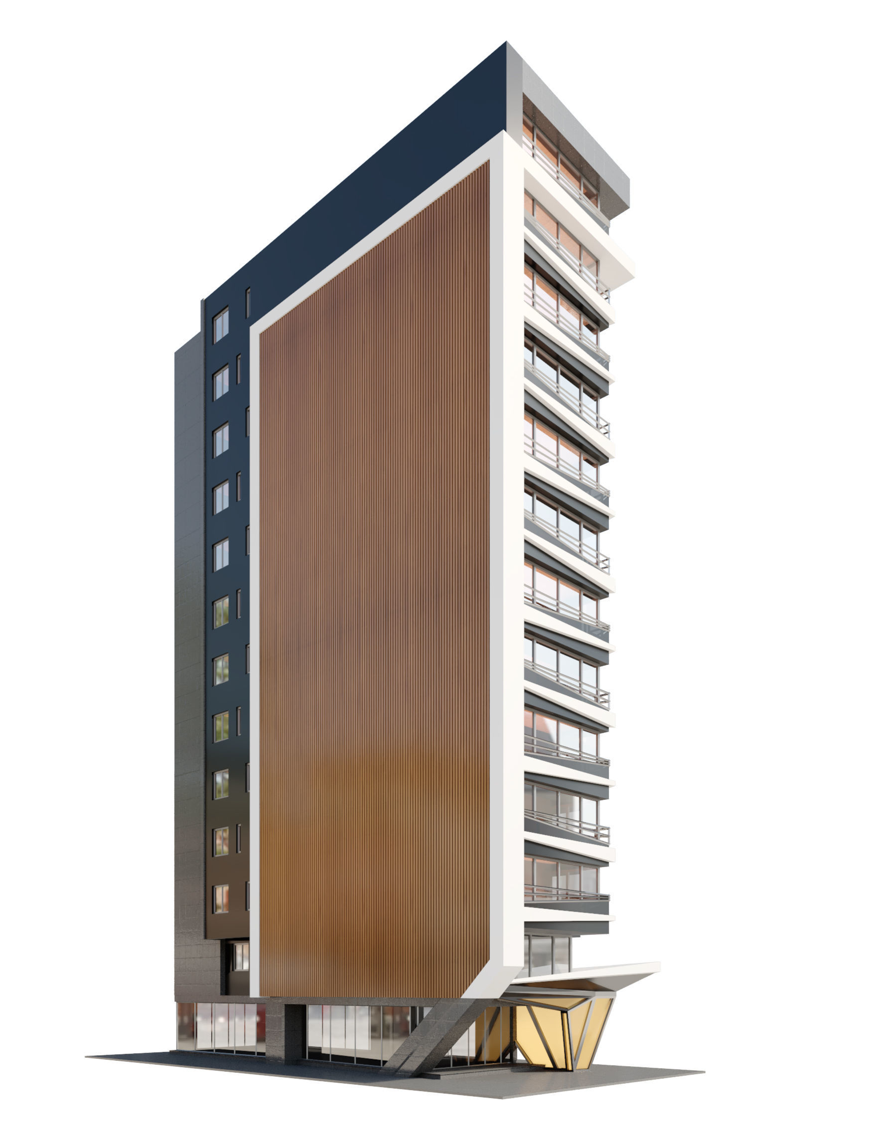 Modern Residential Building 06 3D model_2