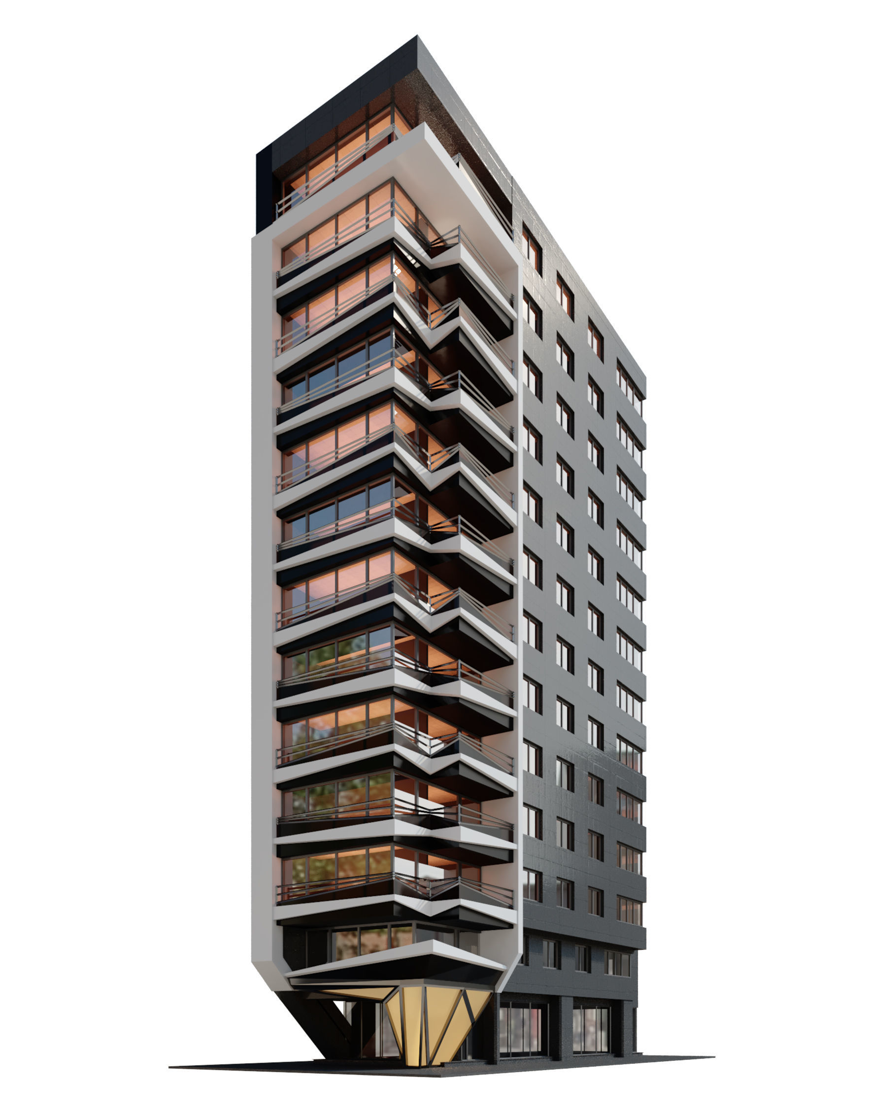 Modern Residential Building 06 3D model_1