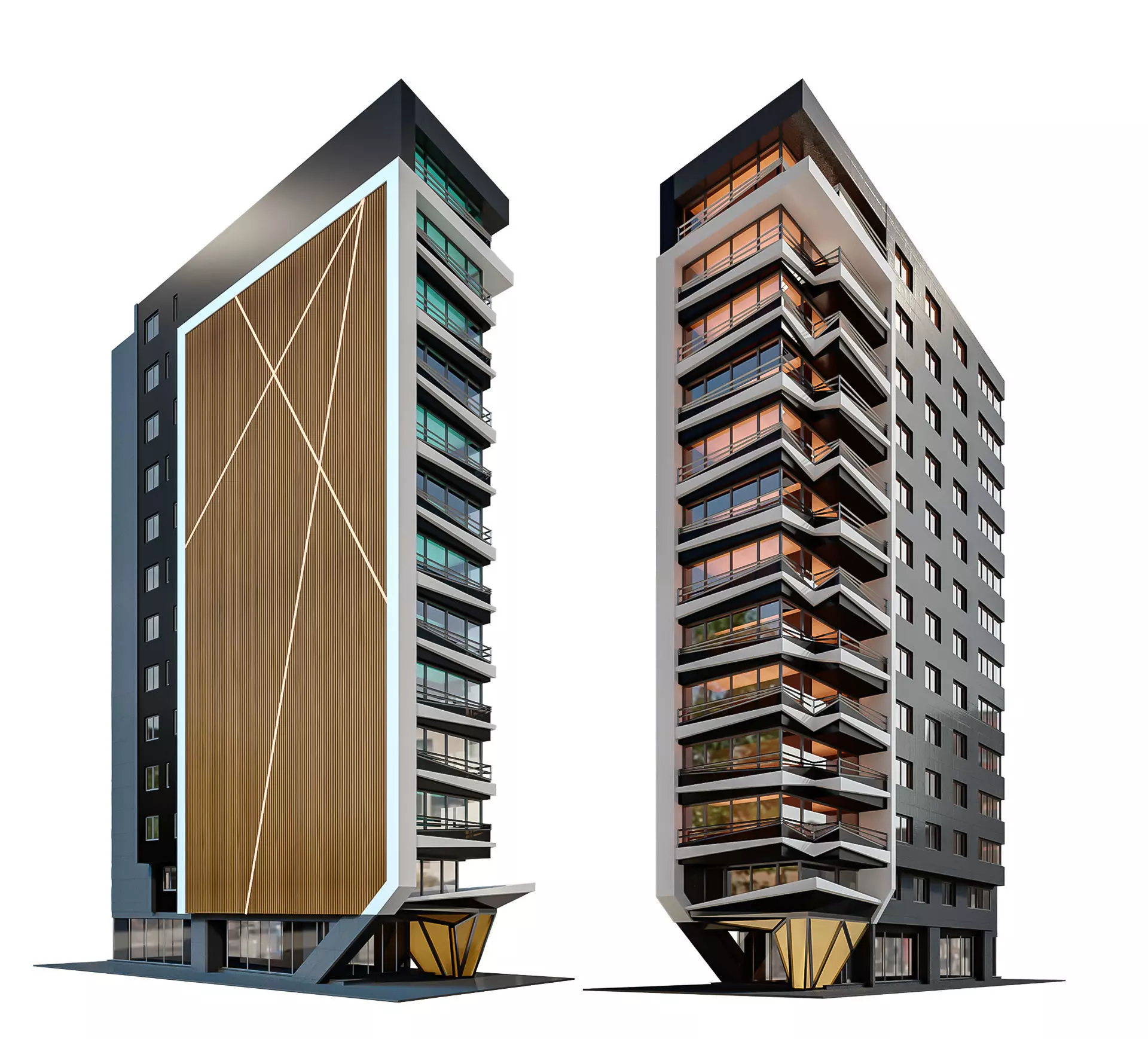 Modern Residential Building 06 3D model_0