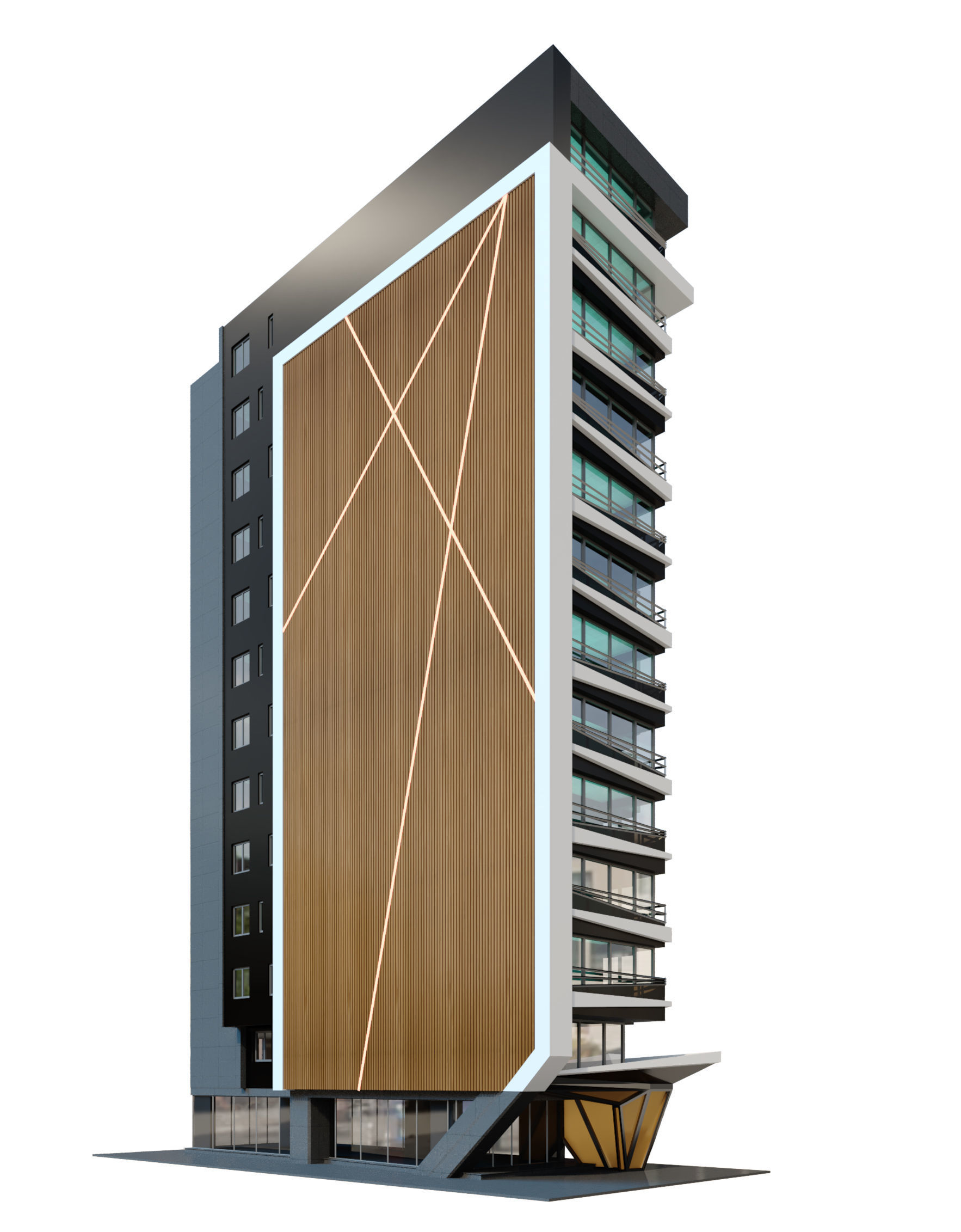 Modern Residential Building 06 3D model_3