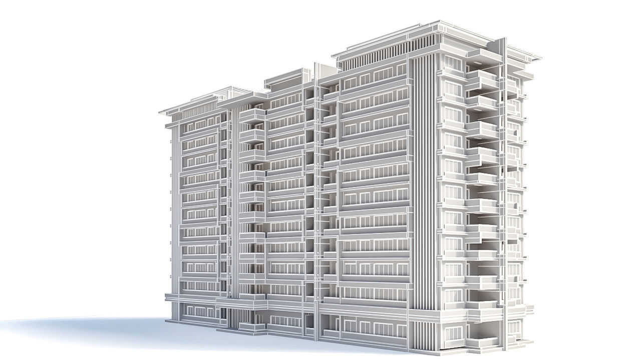 Modern Residential Building 07 3D model_5