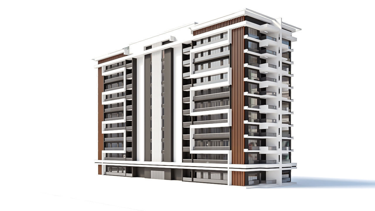 Modern Residential Building 07 3D model_1