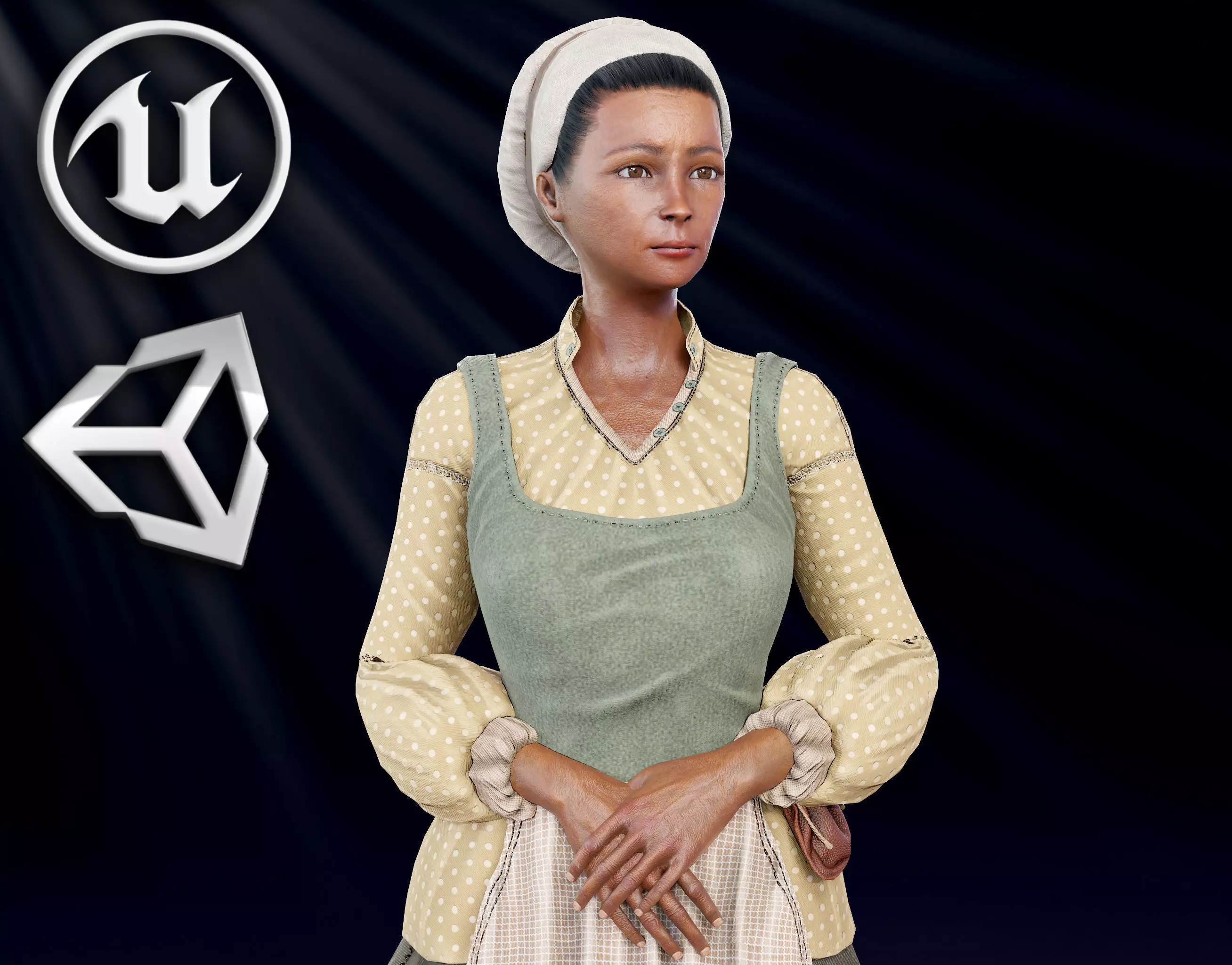 Cook female Low-poly 3D model_0