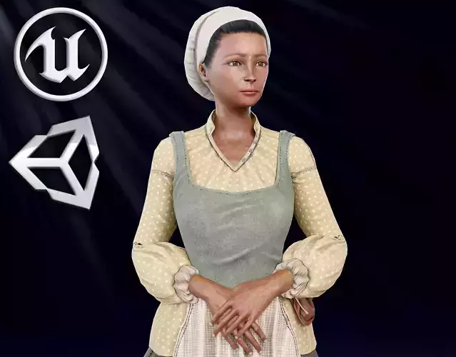 Cook female Low-poly 3D model