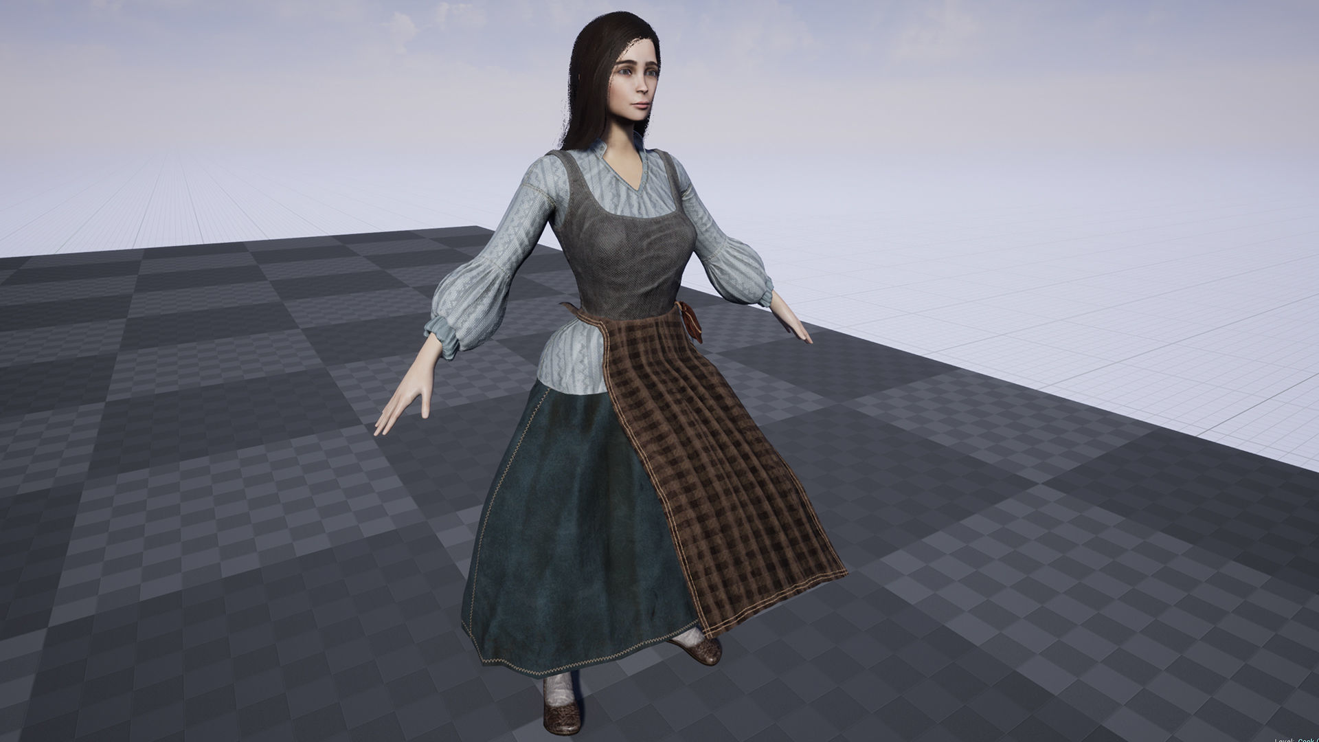 Cook female Low-poly 3D model_11