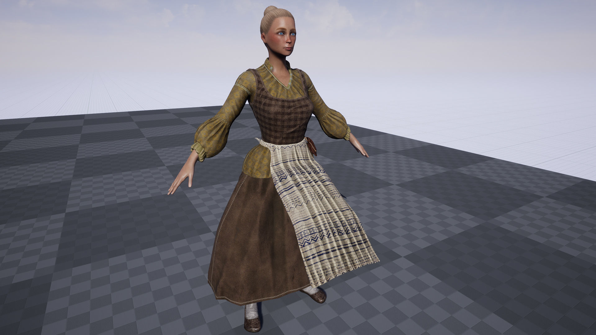 Cook female Low-poly 3D model_13