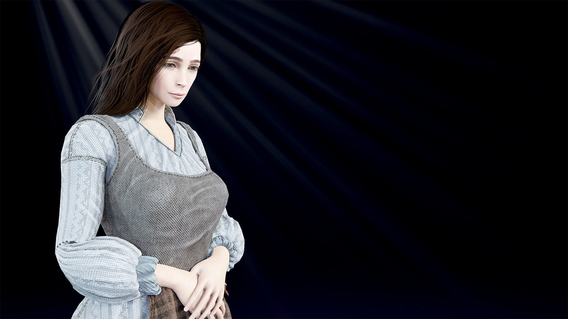 Cook female Low-poly 3D model_9