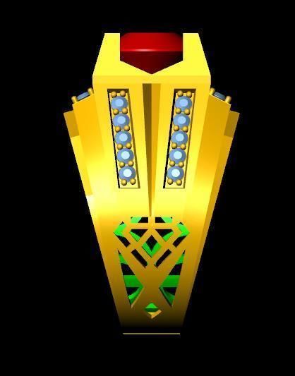 menRing gold ring with stone 3D print model_2