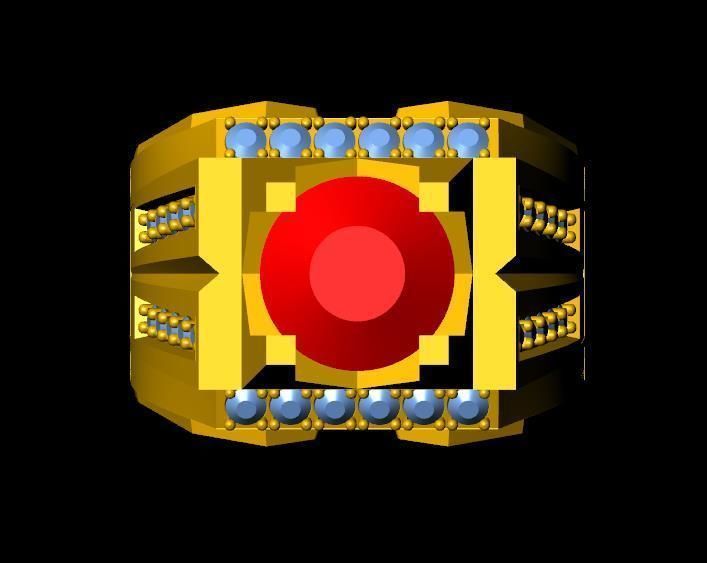 menRing gold ring with stone 3D print model_1