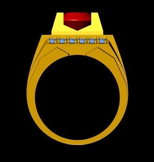 menRing gold ring with stone 3D print model_3