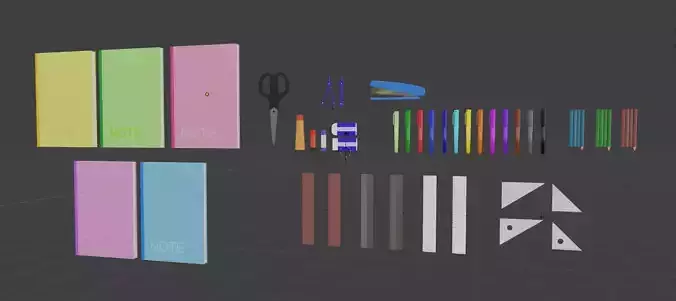 Stationery 3D model items