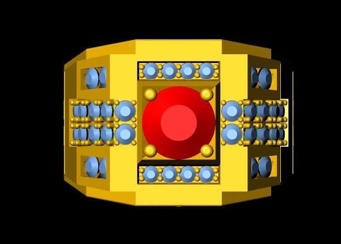 menRing gold ring with stone 3D print model_2