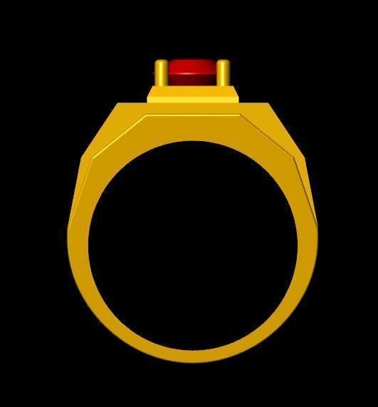 menRing gold ring with stone 3D print model_1