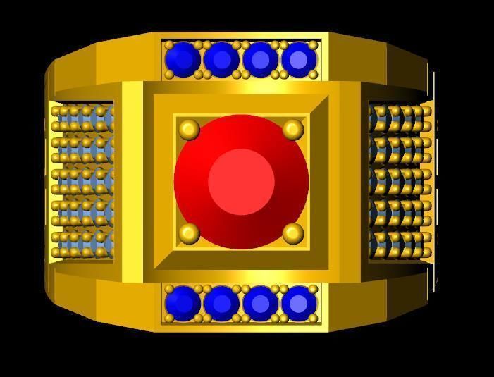 menRing gold ring with stones 3D print model_2