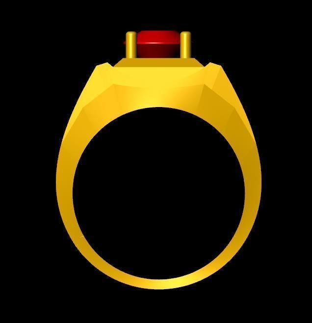menRing gold ring with stones 3D print model_1