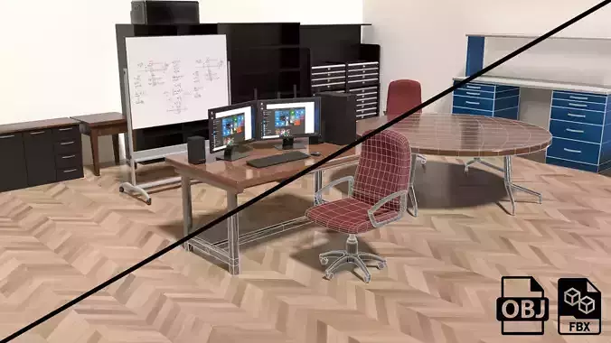 Lowpoly office pack Low-poly 3D model