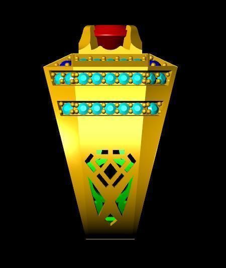 menRing gold ring with stones 3D print model_3