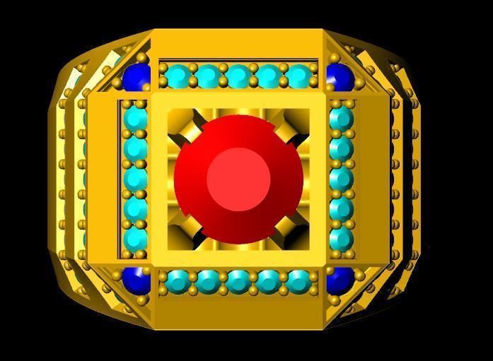 menRing gold ring with stones 3D print model_2