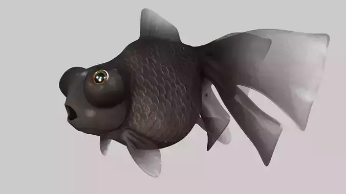Black GoldFish Model with Facial Blendshape