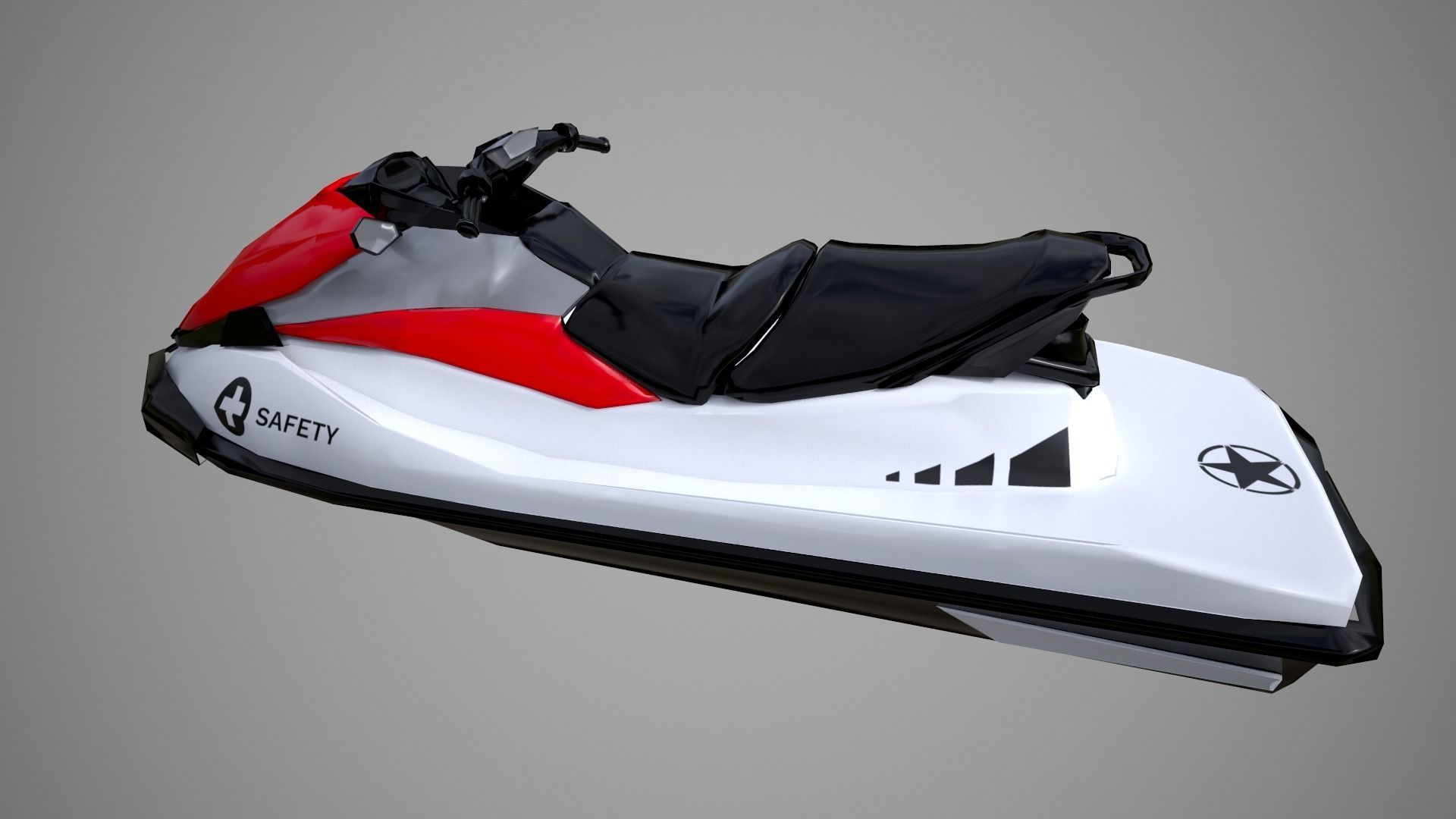 Red Jetski Low-poly 3D model_11