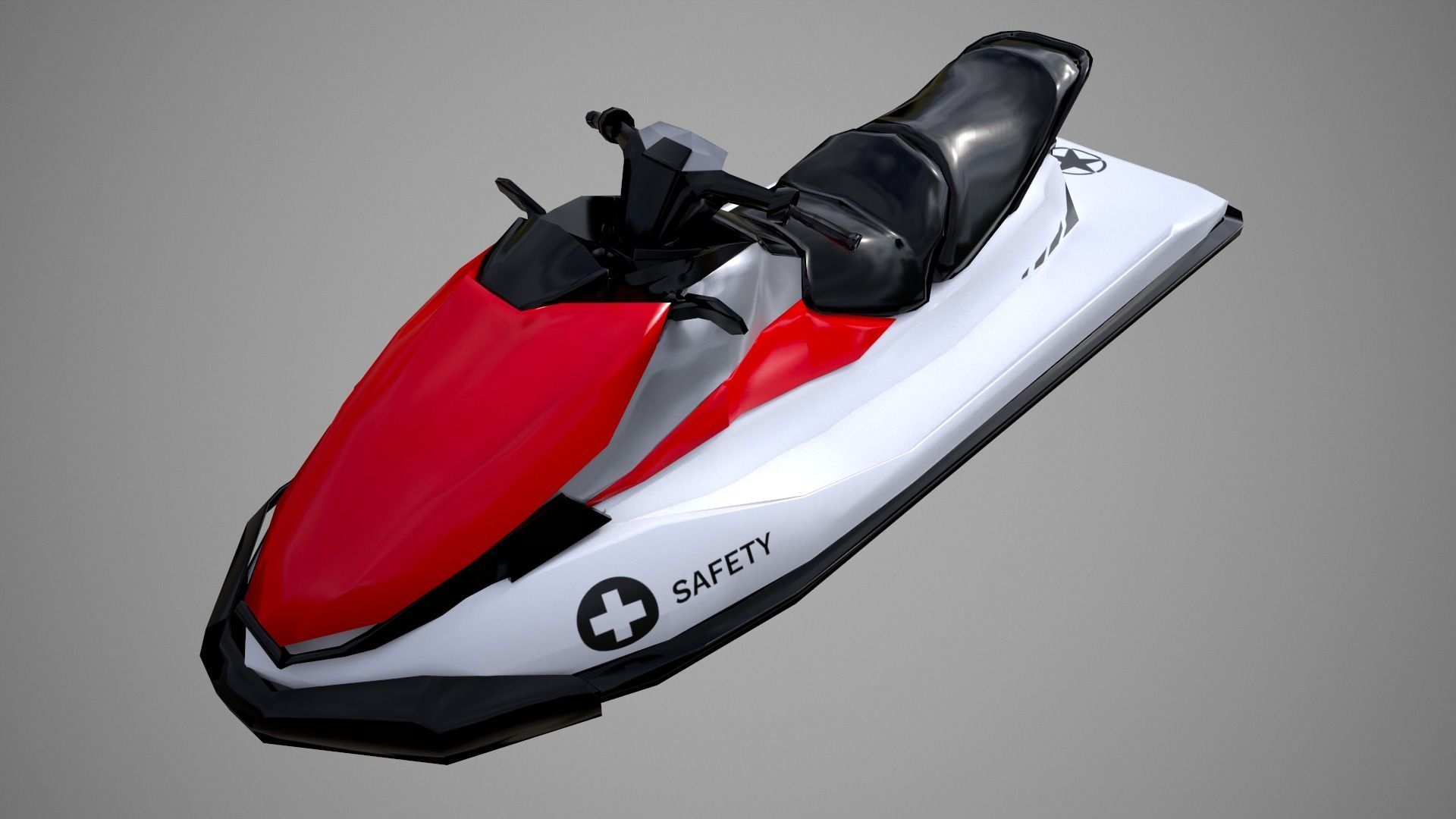 Red Jetski Low-poly 3D model_3