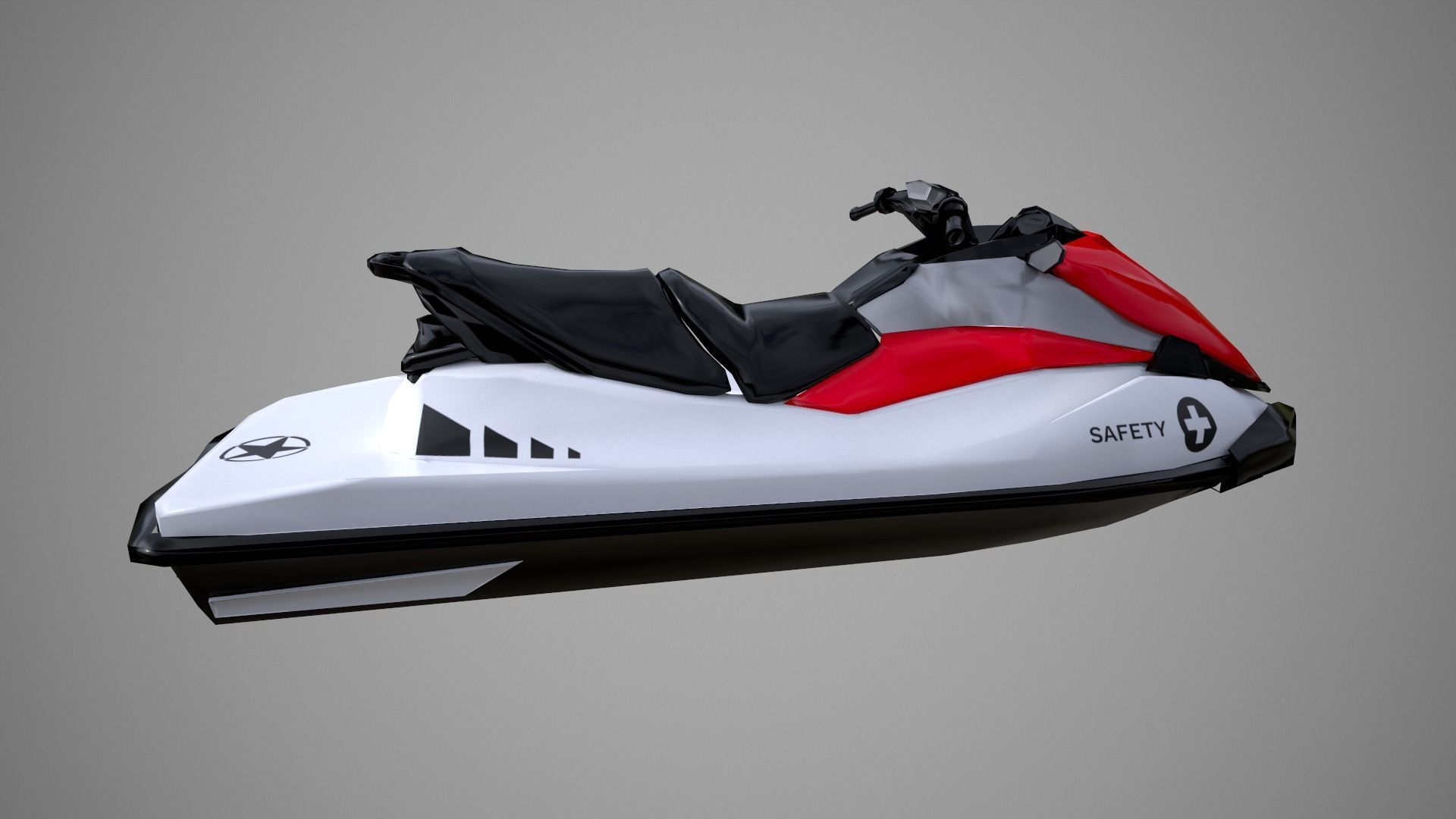 Red Jetski Low-poly 3D model_7