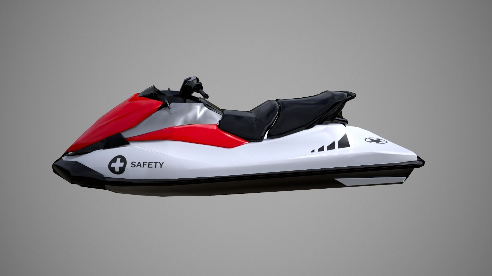 Red Jetski Low-poly 3D model_16
